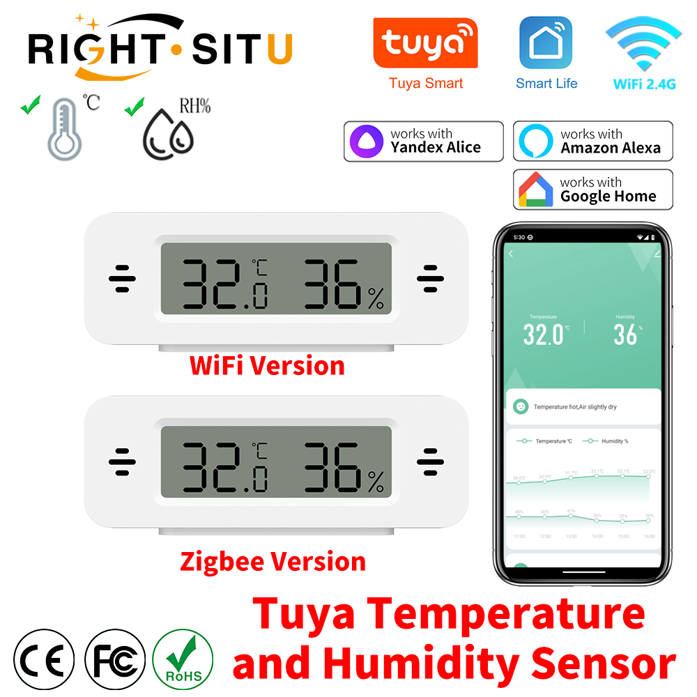 Home Automation Technology - Tuya WiFi Zigbee Mini Temperatuur-vochtigheidssensor voor