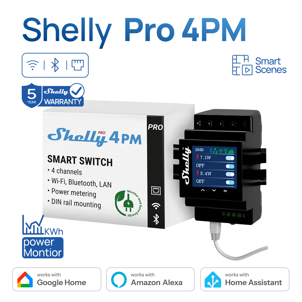Home Automation Technology - Shelly Pro 4PM Vier Kanalen Relais